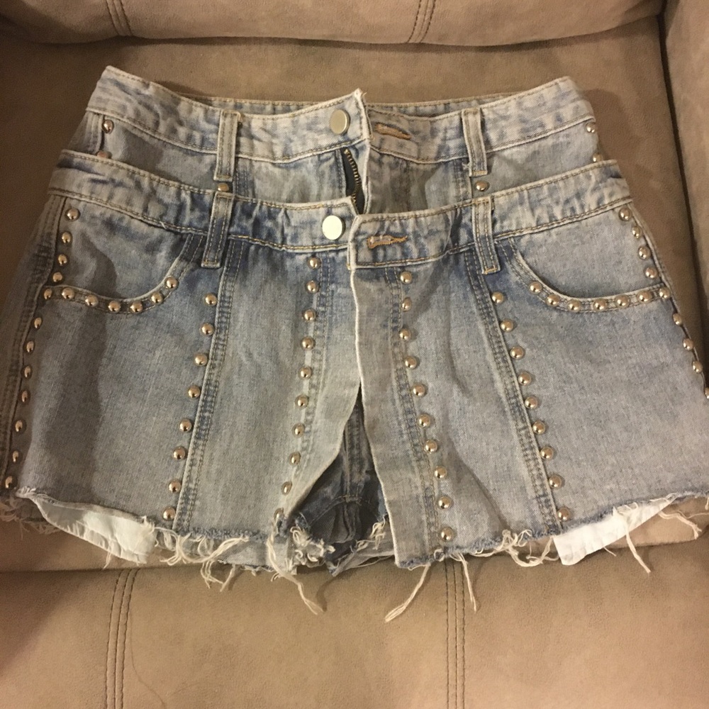 Unique Denim studded shorts Never worn/Runs small